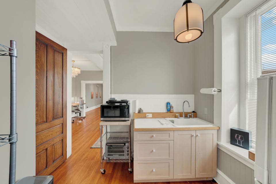 microwave, air fryer, toaster, and all kitchen ware.
