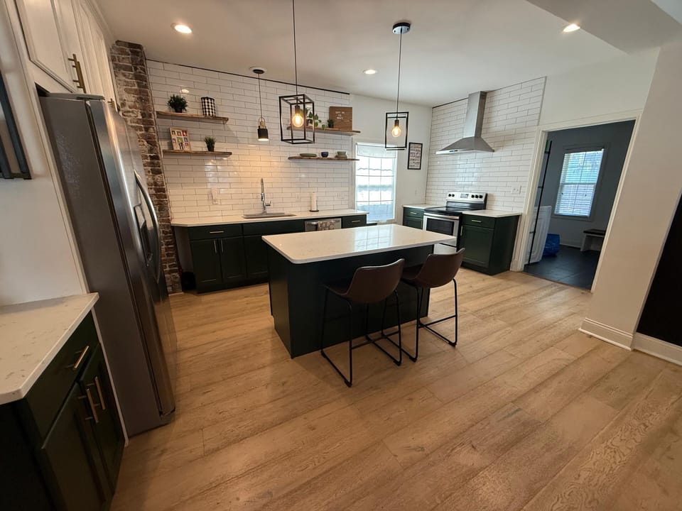 Cook with ease in this modern kitchen with stainless steel appliances.