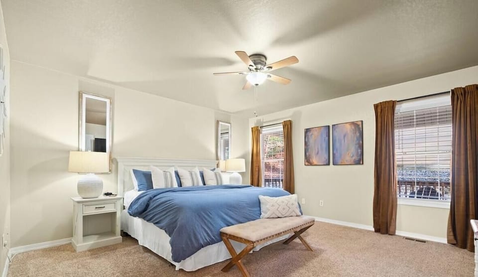 This peaceful king room offers a spacious, calming retreat where you can unwind after a full day of lake adventures.