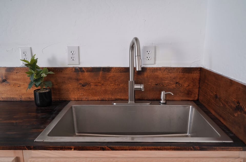 Deep sink, ideal for meal preparation.