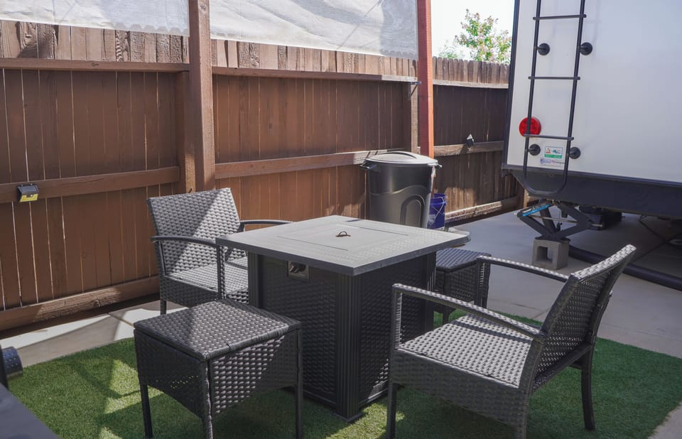 Fire pit perfect for entertaining or relaxing.