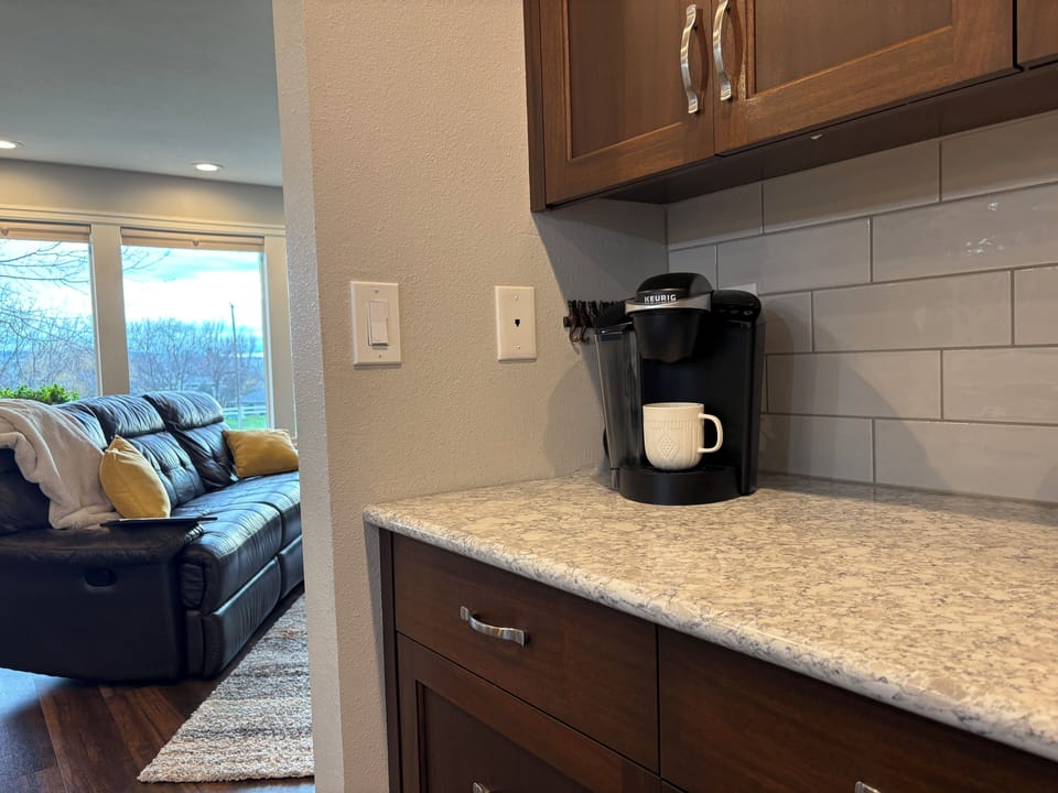 Dedicated coffee nook to start your mornings slow and cozy.