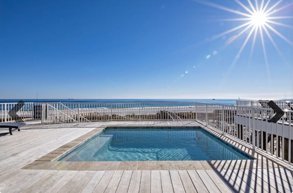 Heated pool overlooking beach
