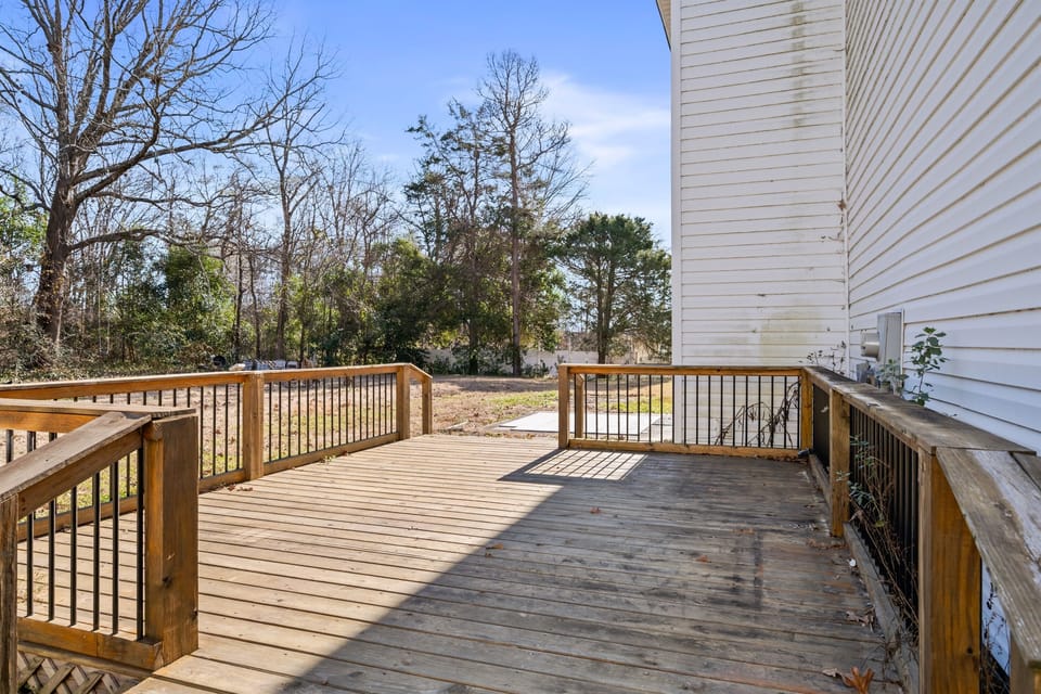 Large backyard and deck.