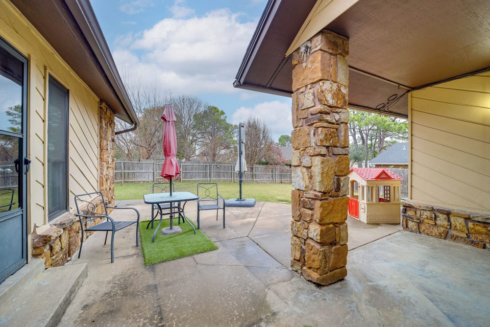 House Exterior | Furnished Patio | Dining Area w/ Umbrella