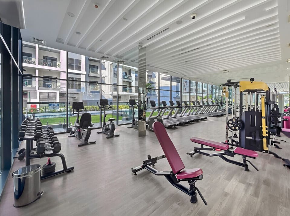 Modern gym with a range of equipment to keep up with your fitness routine.