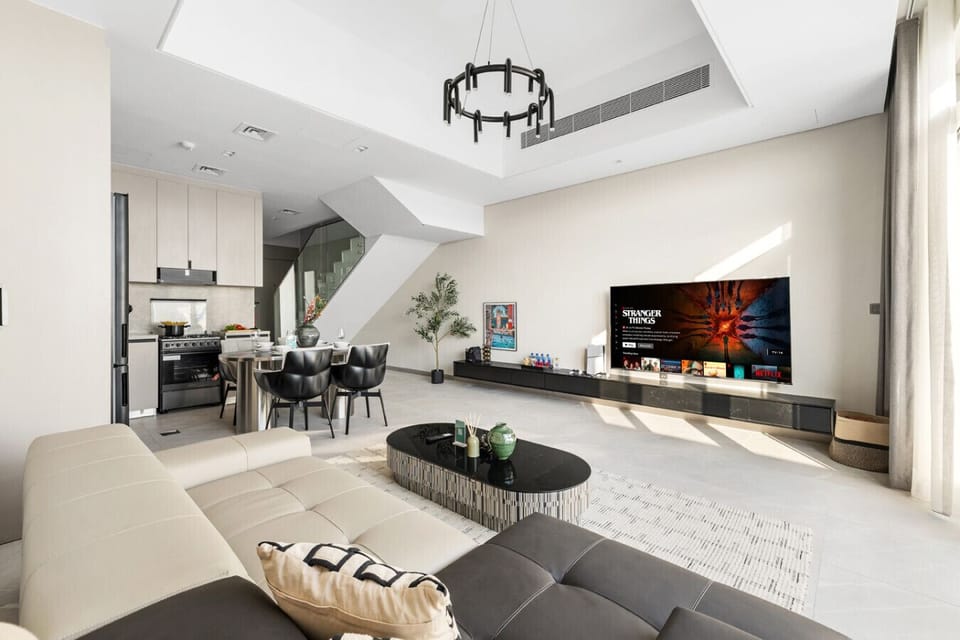 Stylish open living space, perfect for relaxing after a day out with the perfect view