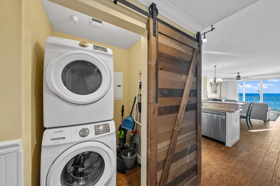 For your convenience, there is a washing machine and dryer inside the unit for your use.