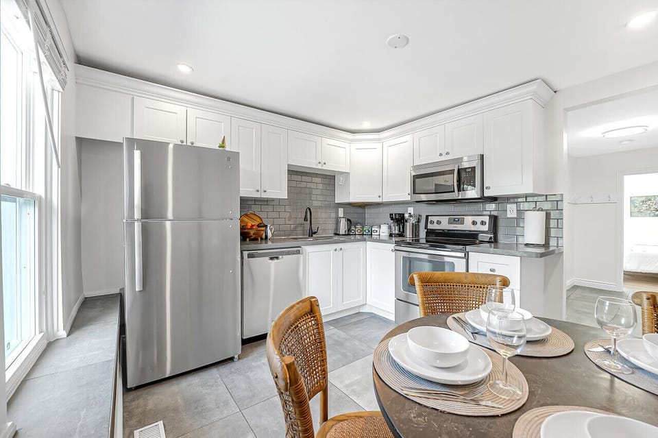 The kitchen is fully stocked with everything needed for cooking!