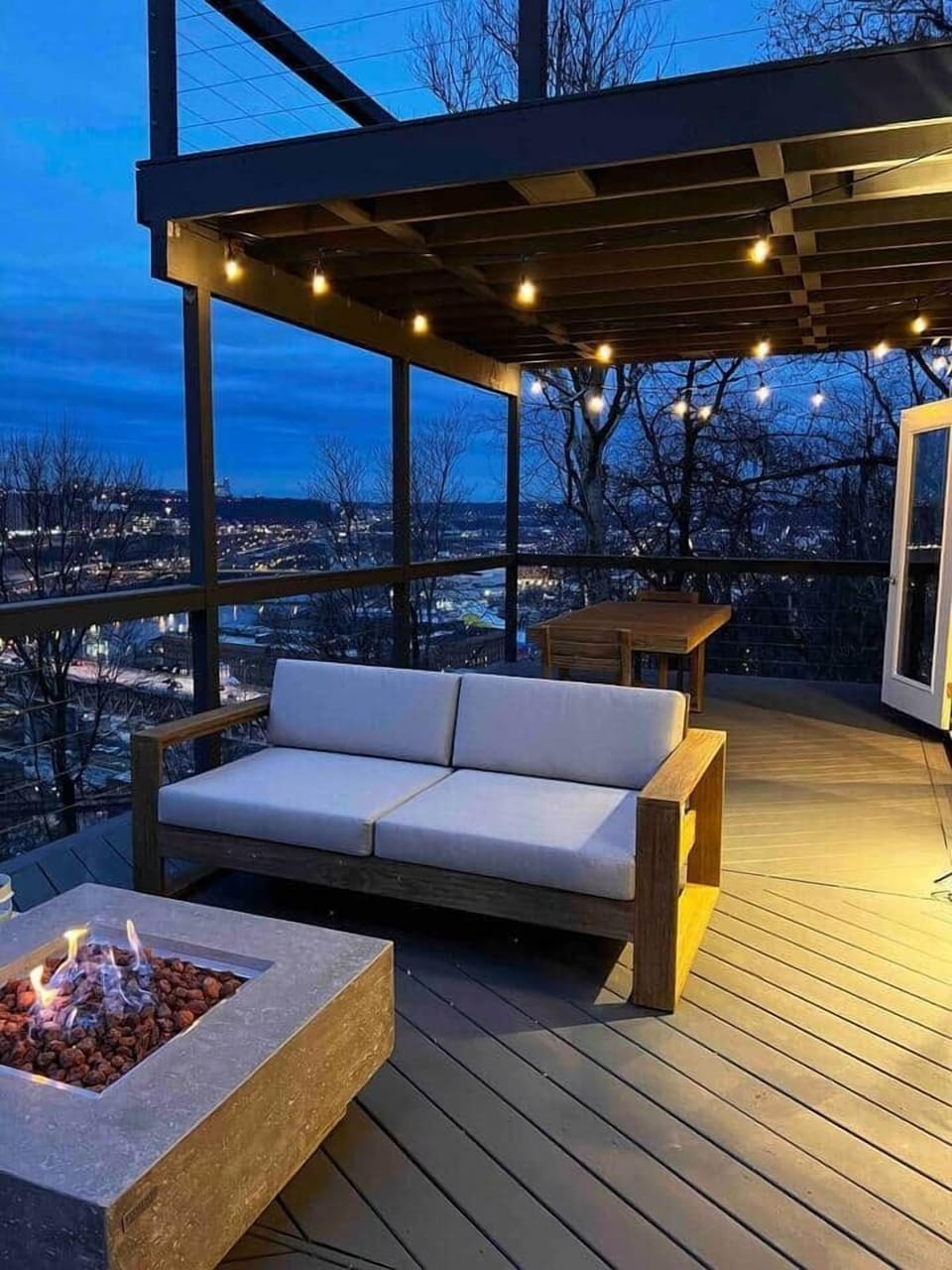 Cool evening vibe around the West Elm fire pit