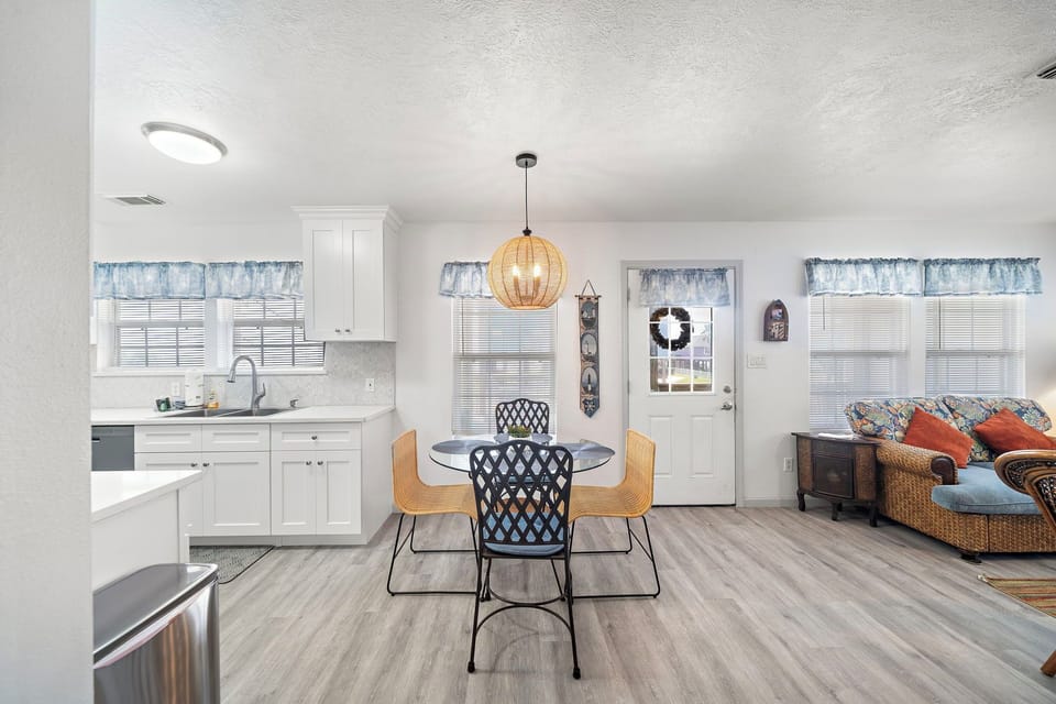 Dining table in the open living area