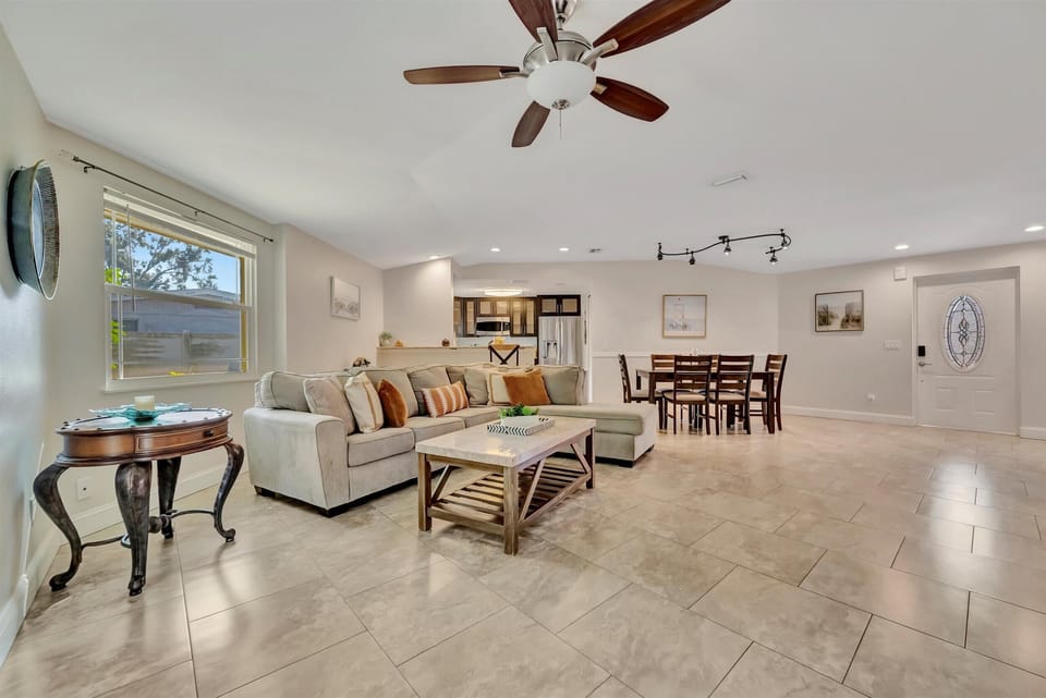Open concept living and dining space perfect for relaxing and entertaining.