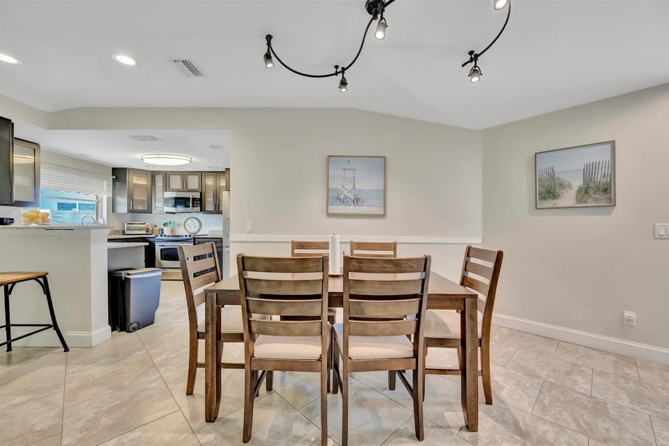 Comfortable dining area with open layout, great for gatherings and home-cooked meals.