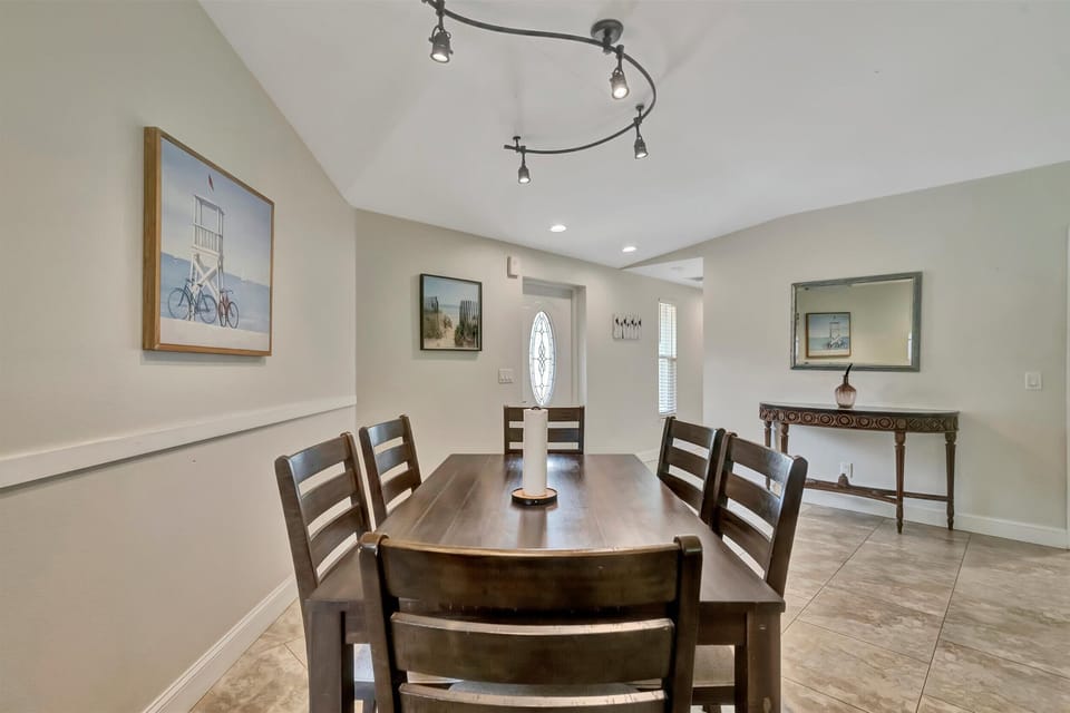 Bright dining area perfect for dinners, games, and celebrations.