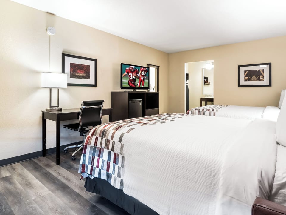 Settle in with a movie, then sink into plush pillows.