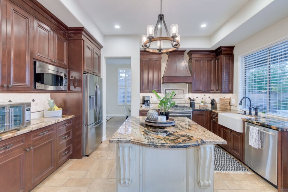 Kitchen with view into dining room