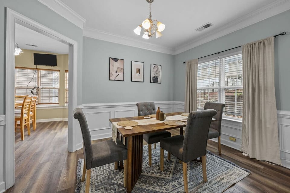 Formal dining area with seating for the whole group