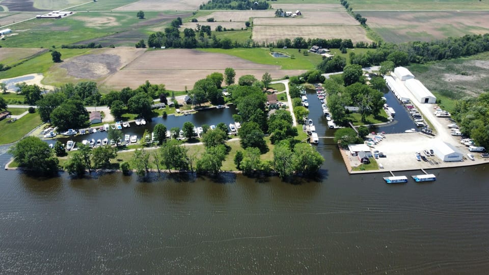 Full aerial of Anchor Point Marina. 