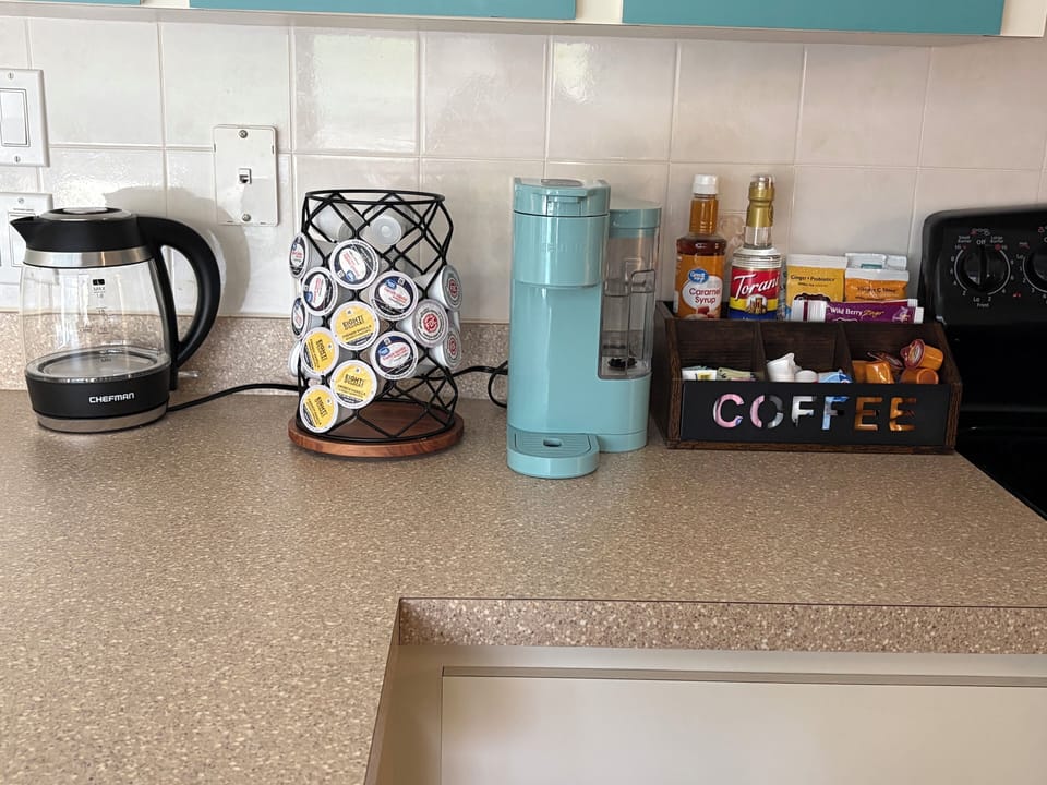 Stocked Coffee Bar , Electric Kettle/Tea provided