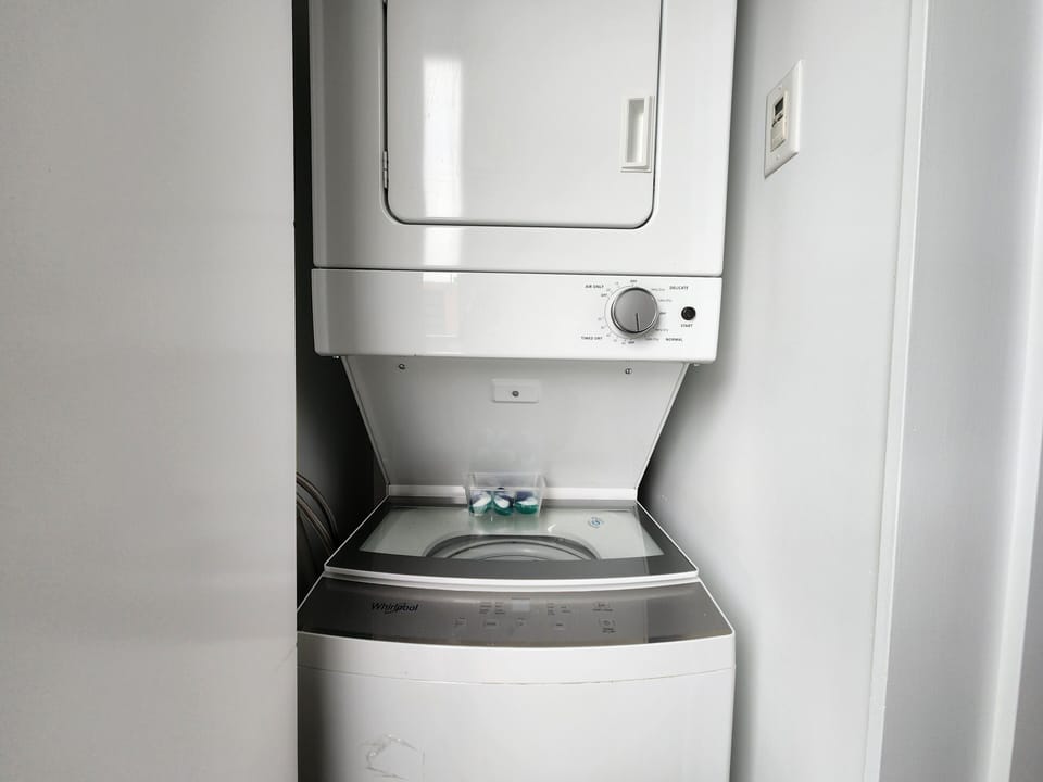 Washer and dryer available in the suite