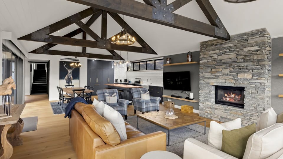 Living area with gas fire and central heatpump system