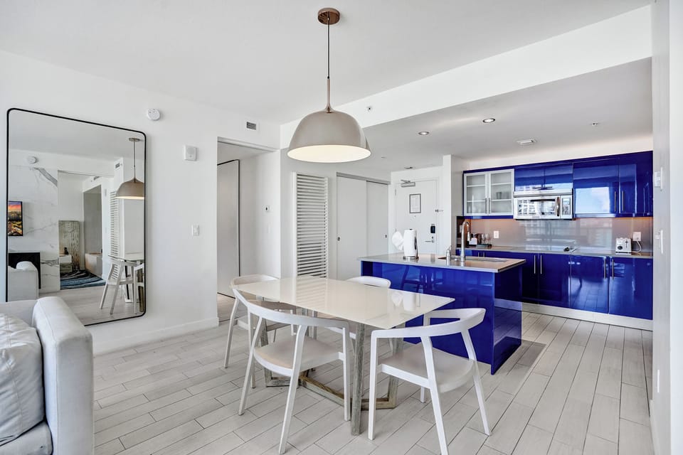 Modern dining area with bright open design