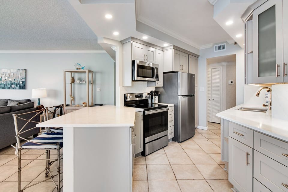 Brand new kitchen with high end appliances to create a special meal. 