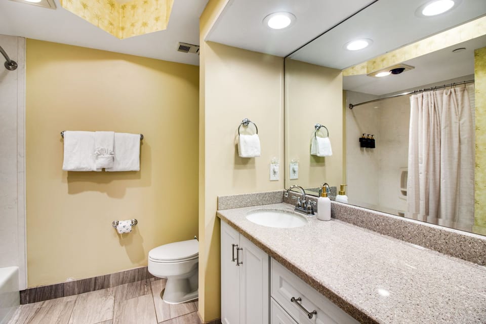 Private enclosed master bathroom located in your king bedroom. 