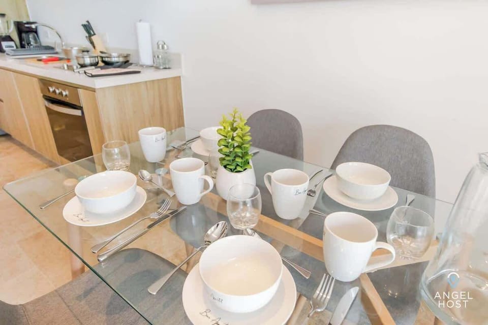 Quality dishware and stylish table for dining at home