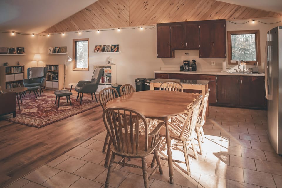 Airy open-plan layout. 