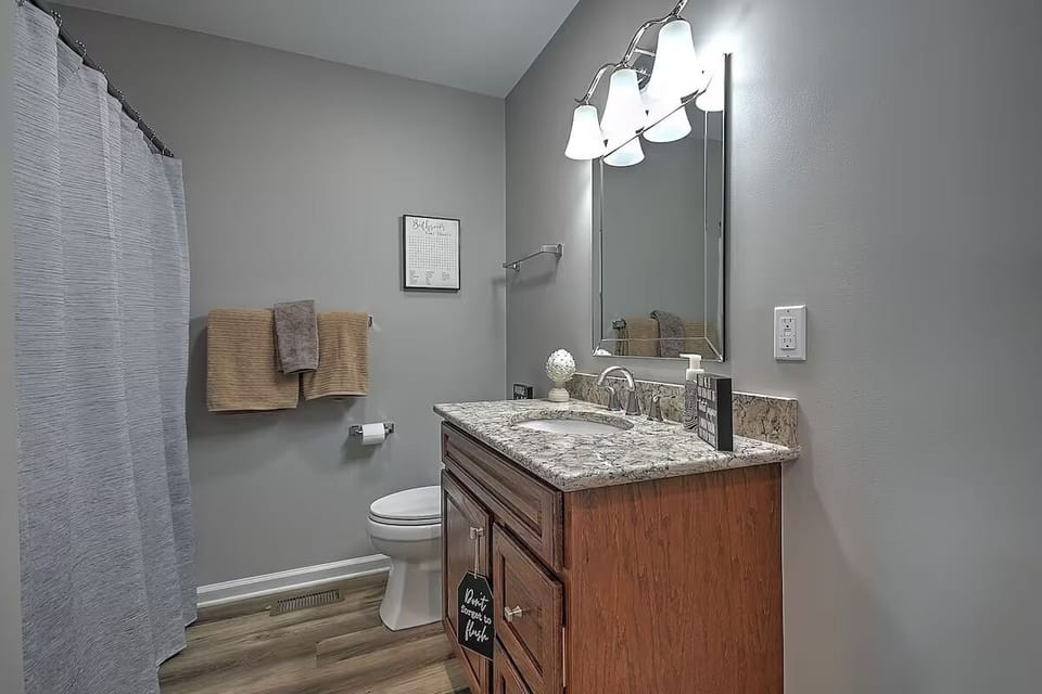 Bathroom with all essentials—refresh and unwind after a long day.