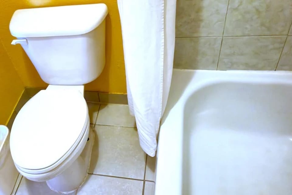 Refresh after adventures in a clean tub-and-shower bath.
