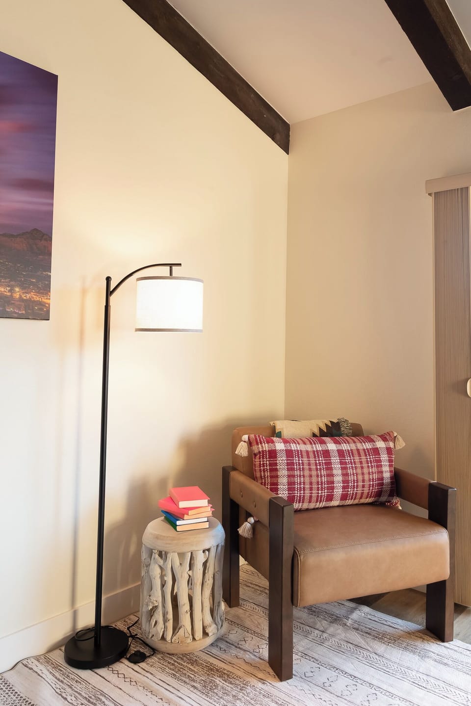 Cozy reading nook with warm lighting—perfect for unwinding after hiking adventur