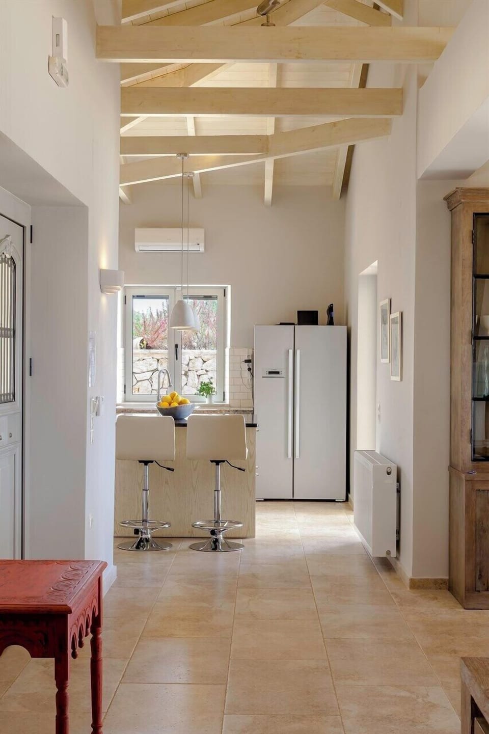 Looking towards the kitchen from the living and dining area.