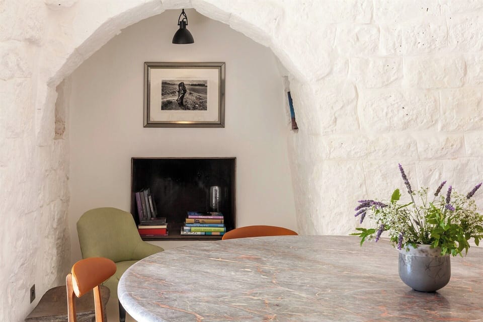 The dining room also has a little sitting area.