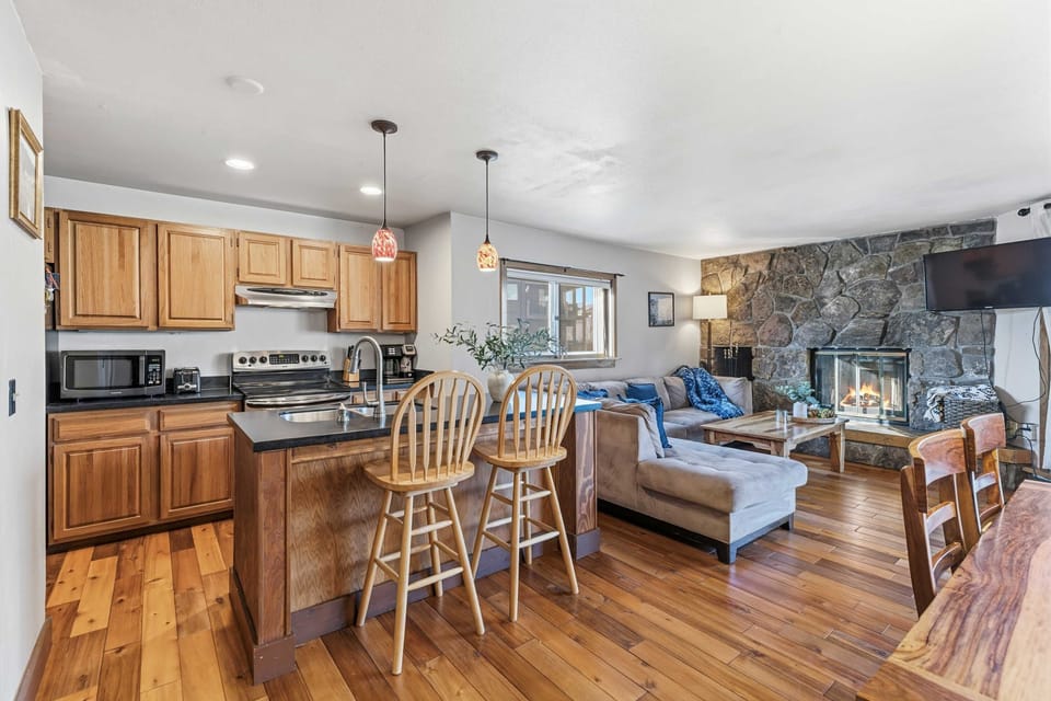 Open concept living kitchen dining area