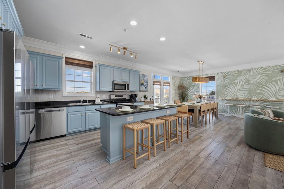 Bright kitchen and dining space designed for gathering and connection.