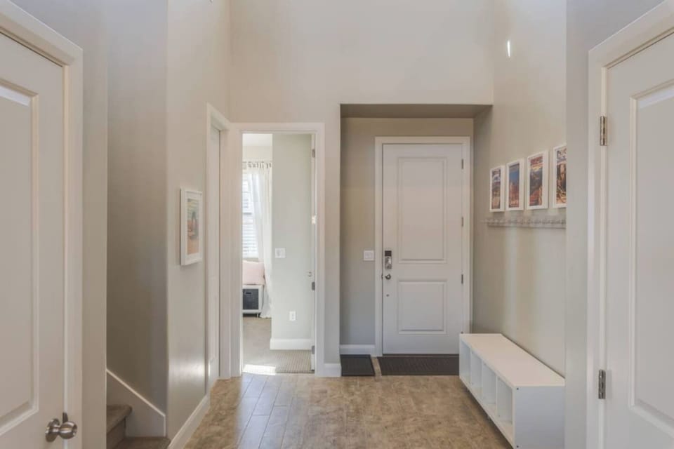 Bright hallway connecting bedrooms and living spaces