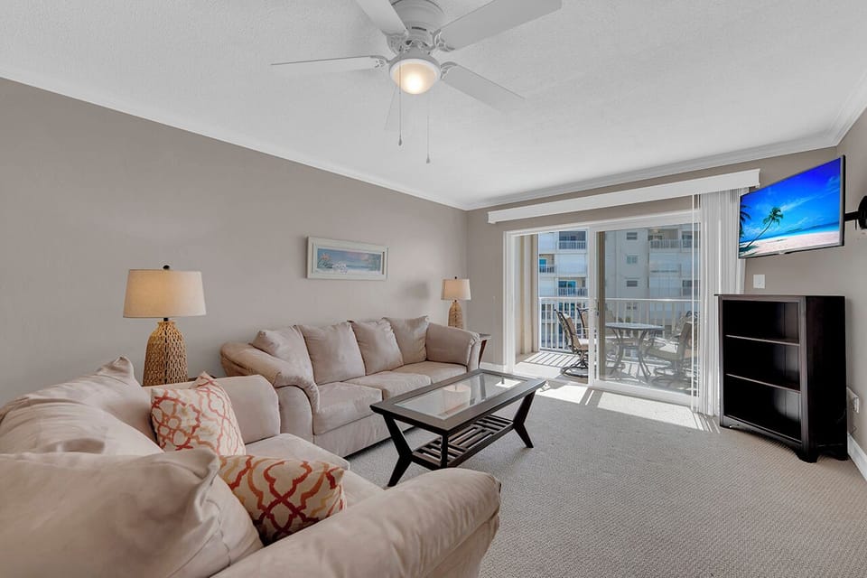 Large screen TV and comfortable seating