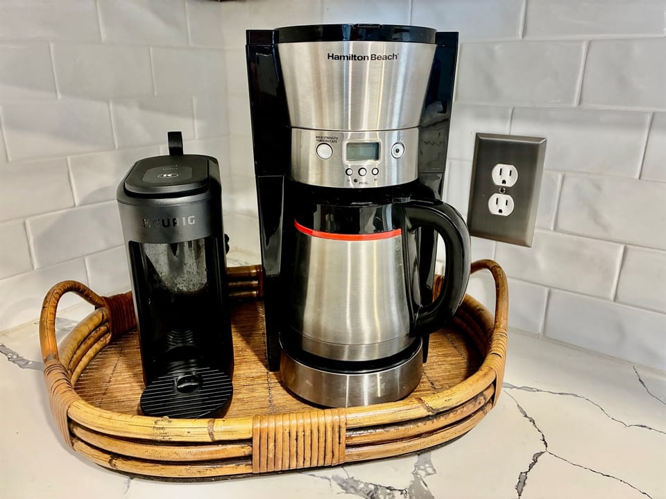 We offer a standard coffee maker and a Keurig!