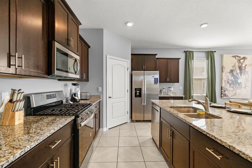 Modern appliances with ample storage in the kitchen
