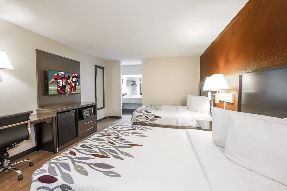 Stretch out on plush beds after a busy day out.