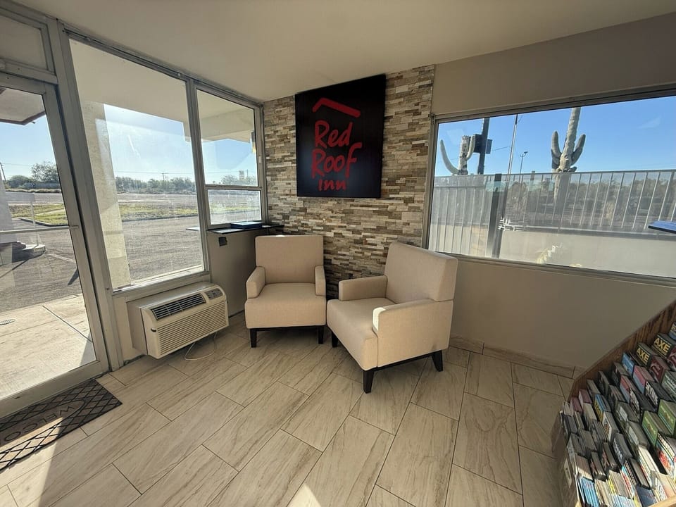 Settle in and unwind in this bright, comfortable lobby nook.