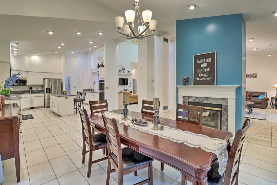 Dining Area | Bright Gathering Space with Modern Fireplace Accent
