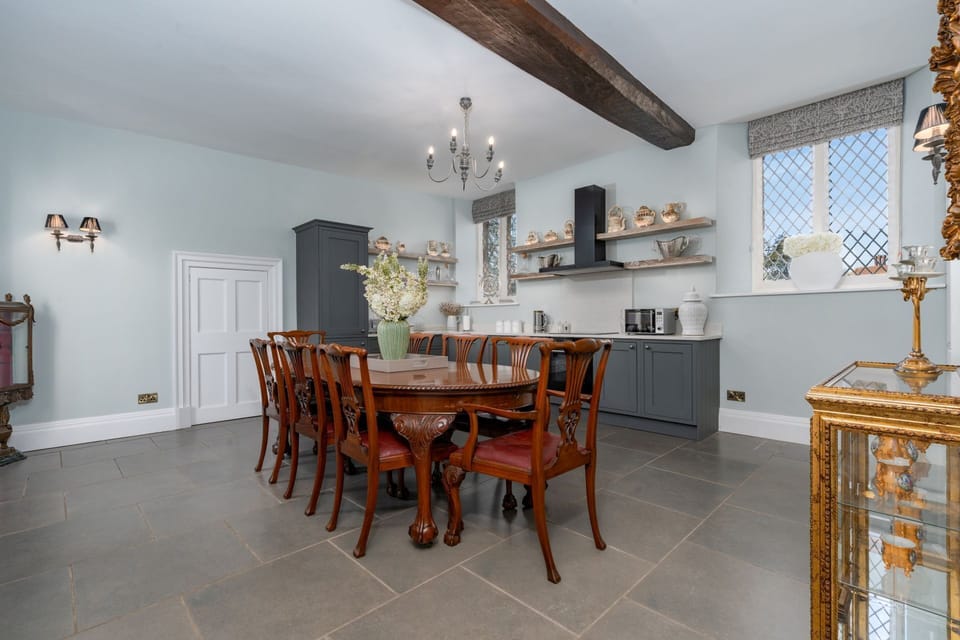 The dining kitchen at The Priory Retreat, Essex