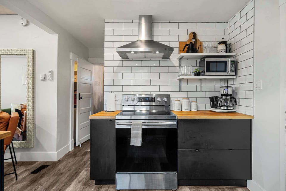 Bright kitchen with subway tile backsplash