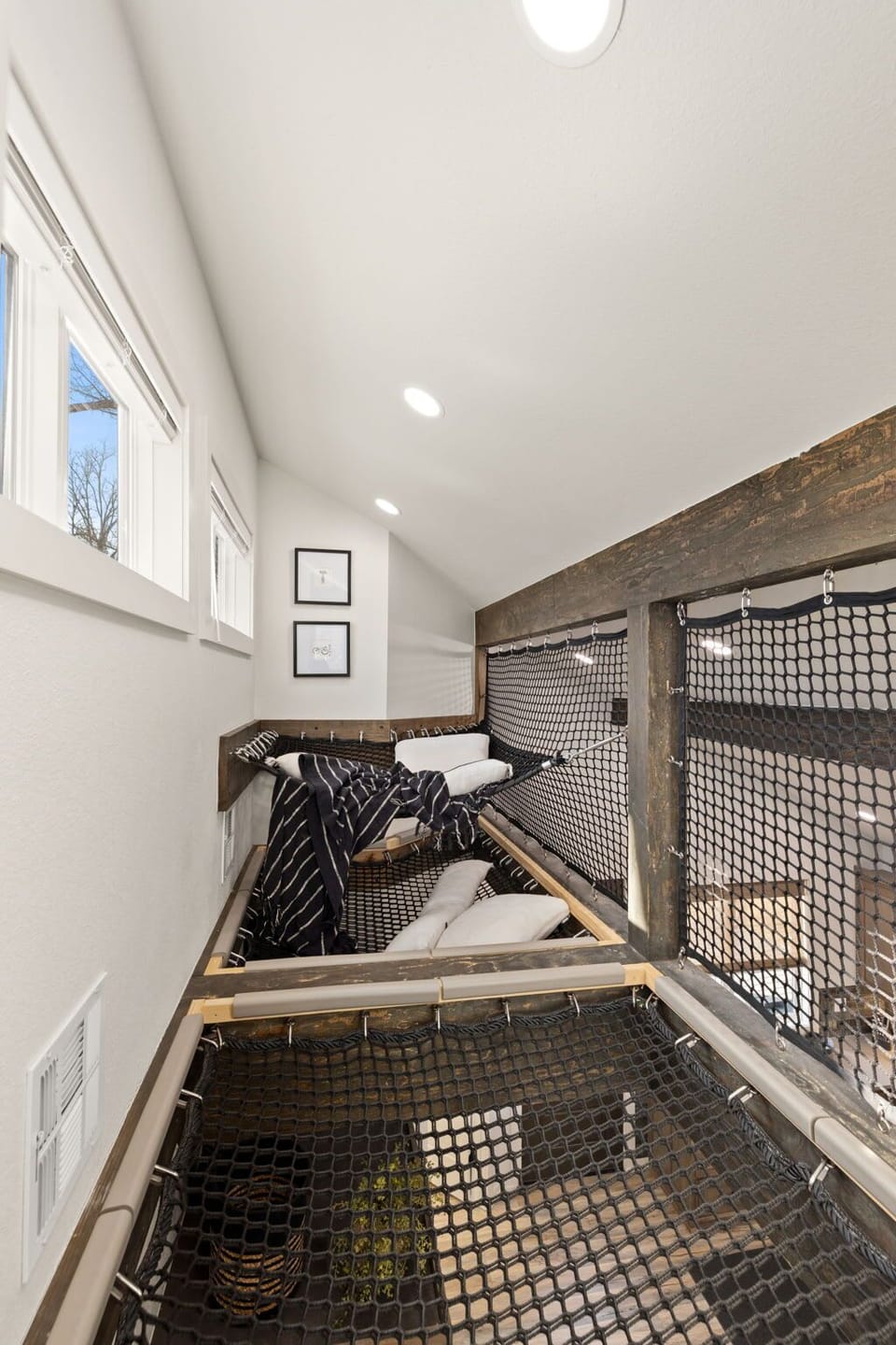 The net seating hanging off the loft! The perfect place to relax.