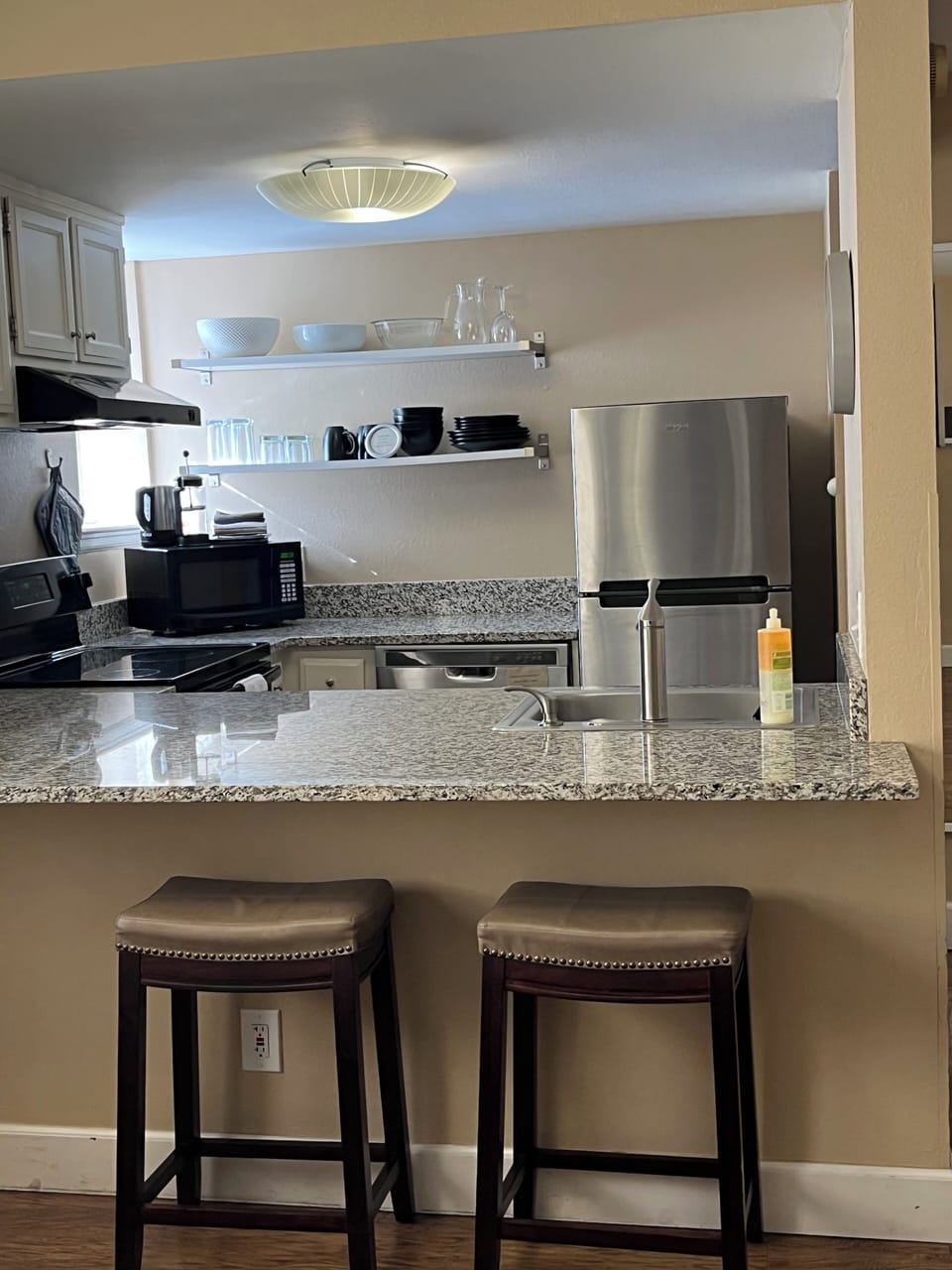 Kitchen from bed and sitting area
