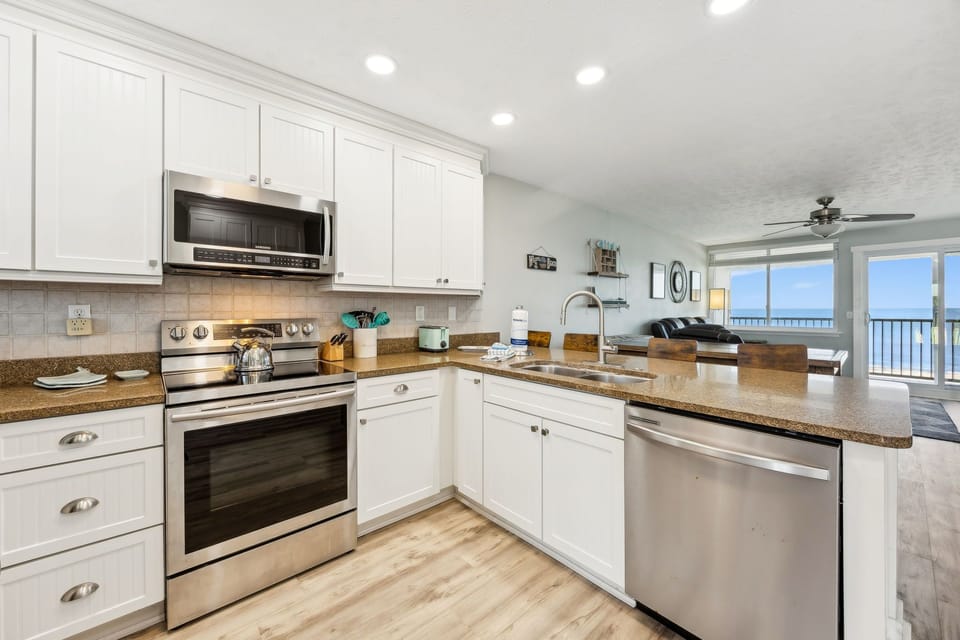 Fully equipped kitchen with ocean views