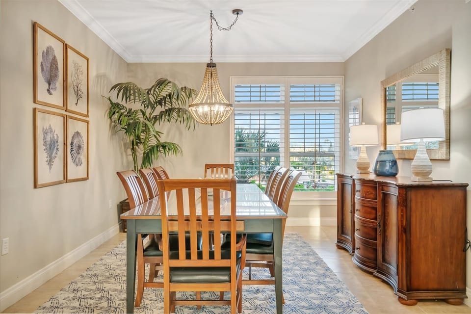 Enjoy meals in a sun-filled dining space with beach-inspired décor and serene views.